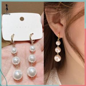 ส่วนลด 10 บาท สำหรับการซื้อ 1 ชิ้น ต่างหูห้อยยาวไข่มุกเทียมสีขาวสำหรับผู้หญิงต่างหูห่วงโลหะสีทองของขวัญเครื่องประดับแฟชั่นสำหรับงานแต่งงานงานเลี้ยง