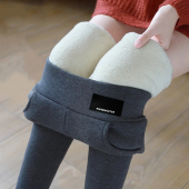 🐏Women S Leggings for Autumn and Winter New Style 2025 High Waist Gray Fleece Lined Thickened Plus Size Lambswool Warm Pants Autumn and Winter Style羊羔绒打底裤女秋冬