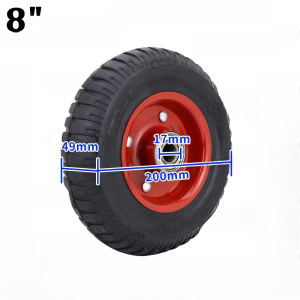 Cart Wheels Heavy Duty Rubber Tires Trolley,Thickened Hubs For Trolleys Wheelbarrows 8/10(Red 1pc)