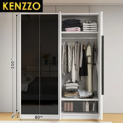 [FREE SHIPPING] KENZZO [200CM] 2/3 Door High Gloss Wooden Wardrobe / 2 Door wardrobe / 3 Door wardrobe / Clothes Storage / Almari Baju Murah / Wardrobe / 衣橱/ Almari Murah / Almari Kayu / High Gloss Wooden Wardrobe