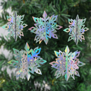 6pcs/pack Christmas Colorful Snowflake Pendant 3D Stereoscopic Snowflake Folding Festival Hanging Window Decoration Romantic Handmade DIY