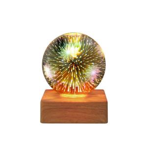 Đèn ngủ để bàn decor led chiếu sao hình pháo hoa trái tim dạng quả cầu thủy tinh 3d lãng mạn mơ mộng làm quà tặng ý ngh