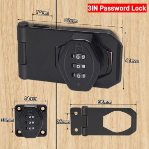3-Digit Password Cabinet Lock Punch Free Zinc Alloy Combination Lock with Hasp Latch Lock Twist Knob Door lock Anti-theft for Home Security