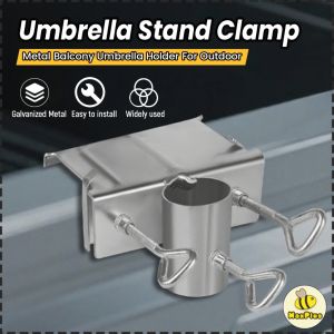 MaxPlus【Ready in Stock】 Heavy Umbrella Tricycle Fixing Bracket Umbrella Stand Metal Clamp Balcony Umbrella Adjustable Holder