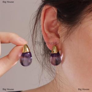 [COD] Big House ต่างหูเรซิ่นหยดน้ำใสมีสีมินิมอล1คู่ต่างหูดีไซน์แฟชั่นต่างหูผู้หญิงเครื่องประดับของขวัญเครื่องประดับ