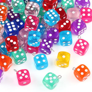 6/10ชิ้น14มม. สีดำสีขาวใสลูกเต๋าสแควร์เสน่ห์จี้สำหรับสร้อยคอสร้อยข้อมือเครื่องประดับ DIY ทำหัตถกรรมเครื่องประดับ