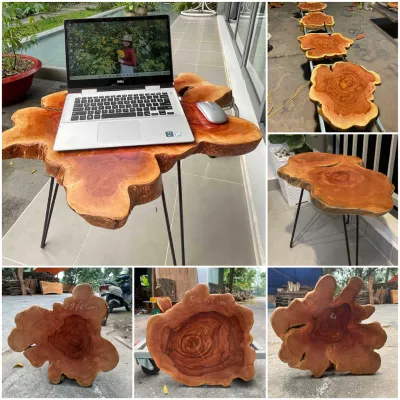 Mặt Bàn Mặt Ghế Tròn Cafe Sofa Khoanh Gỗ Xà Cừ Nhãn Nguyên Khối Tự Nhiên Tấm Thớt Gỗ (Không Kèm Chân)