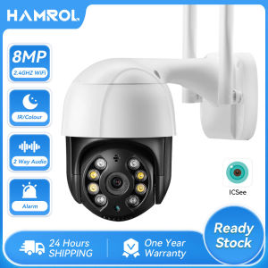 Hamrol PTZ WiFi 4K 8MP IP Camera Color Night Vision IP66 Waterproof Outdoor Network Security CCTV