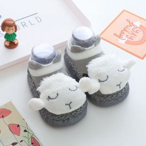 Kaus kaki lantai bayi kartun baru/sol kulit anti-selip sepatu balita anak-anak boneka lucu/sepatu non-slip dalam ruangan B375-377
