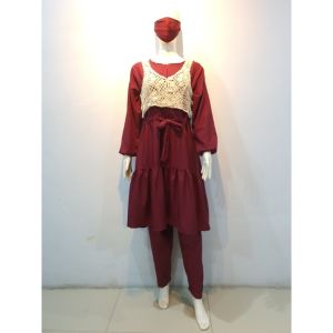 Setelan Tunik Polos Big Size Super Jumbo LD 110 cm - LD 130 cm XXL - XXXXXL 5XL 3815 3814 (Tdk termasuk Rompi/vest brokat/Video Produk)