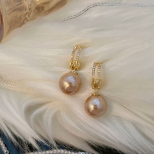 Frascati Rhinestone C-shaped Geometric Pearl Drop Earrings High-end Light Luxury Earring For Women Party Jewelry Gift