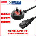 Singapore Safety Mark C13 Power Cord (UK/SG) | AC Power Cable | Power Supply. 
