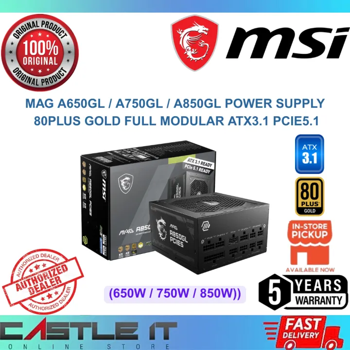 MSI MAG A650GL 650W A750GL 750W A850GL 850W PSU Power Supply 80PLUS Gold Full Modular ATX3.1 PCIe5.1