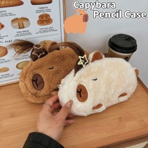 Creative Long Hair Capybara Pencil Case Cute Plush Doll Fun Pencil Case Makeup Bag Student Stationery Boys and Girls Gift
