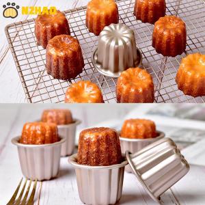 【N2HAO】 6pcs Canele Mold Cake Pan Non Stick Small Canele Molds Muffin Bakeware Cupcake Pan Carbon Steel Pastry Mould Mini Cupcake Holder