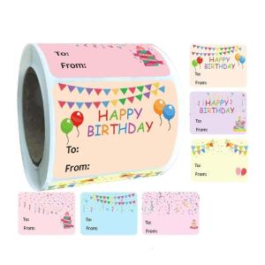 300Pcs Adhesive Wrapping Label Sticker 50x38mm Birthday Name Label Sticker for Present Case Candy Bag Packaging