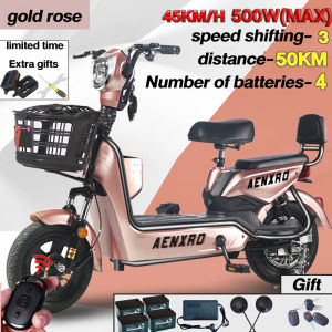 AENXRD  Electric bicycle 48v 12ah adult E bike With rearview mirror 4 battery baskets waterproof IP66