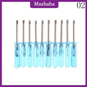 Mazhaha 10pcs Plastic Handle Stubby Mini Pocket Cross Flathead Screwdriver Tool