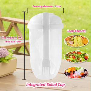 1000ML Portable Salad Cup with Fork Sauce Container Breakfast Salad Bowl School Work Lunch Food Storage Bento Box Yogurt Oatmeal Cereal Milk Cups for Fitness