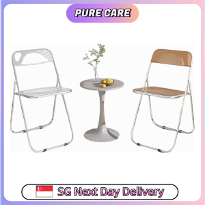 【Pure Care】 PVC Transparent Crystal Foldable Chair Acrylic Lightweight Minimalist Simple Bedroom Study Office Chair