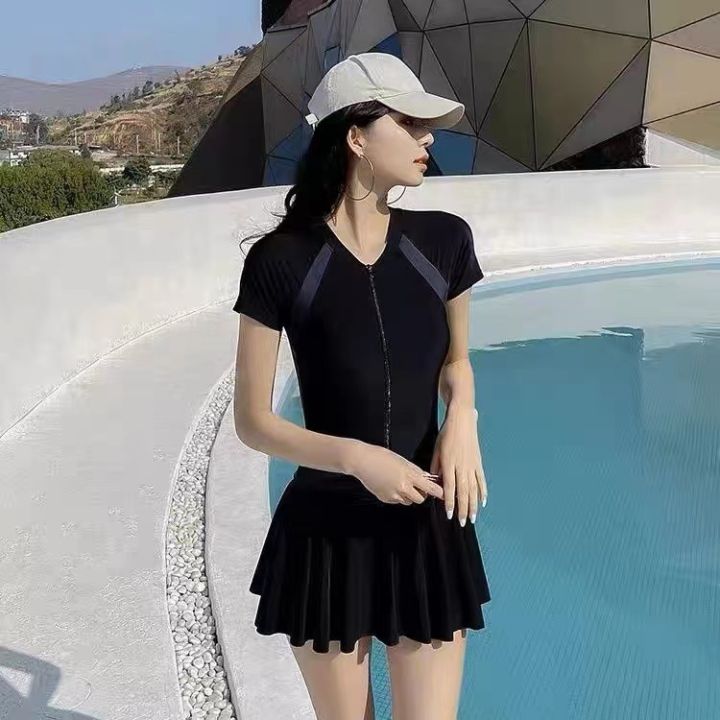 Switching contrasting swimsuit women with chest pad safety pants conjoined swimsuit