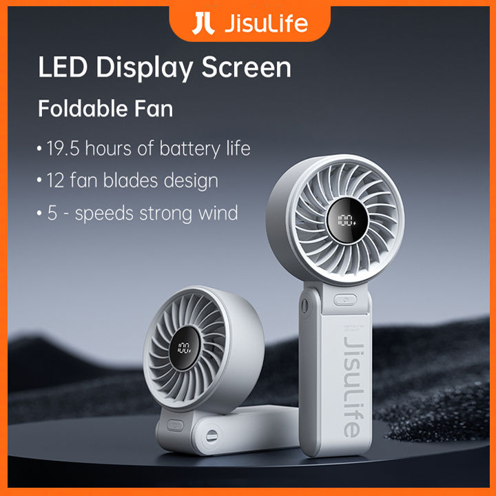 JISULIFE Portable Mini Fan JisuLife7 Fan 5000mAh Foldable USB Fans With ...