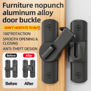 Aluminum Alloy Door Lock Latch No Drill Security Latch Easy Installation Without Tools Interior Exterior Doors Hardware Home Improvement