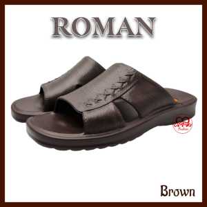 Duralite Roman Mens Lightweight and Waterproof open toe non-slip comfortable slippers/flipflops (Black & Brown)
