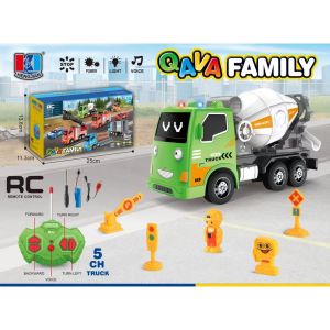 QAVA FAMILY MAINAN RC TRUCK KONSTRUKSI REMOTE CARTOON SERIES BAK BOX MIXER DUMP PMK SOUND LIGHT