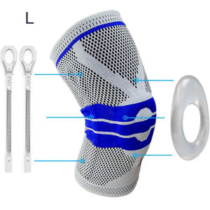 Sports Knee Pad L/XL Silicone Gel Spring Support Brace Elastic Protection Knee Pads for Cycling Hiking Running Sports