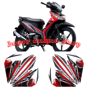 Stiker Striping Lis Motor Supra x 125 fi injeksi 2018 hitam-merah Standar