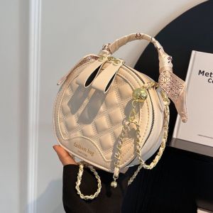 IELGY Diamond Chain All-Match Messenger Bag Fashion Portable Small Round Bag