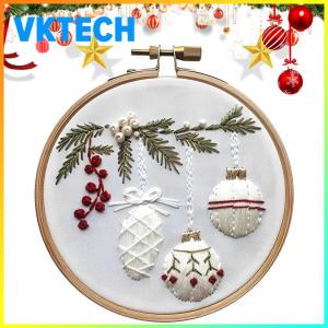 Christmas Cross Stitch Set Includes Embroidery Hoop Embroidery Cloth Threads DIY Needlepoint Kit for Beginners Adults