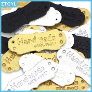 ZTOYL 50Pcs PU Leather Tags Handmade With Love Labels Sewing Craft DIY Knittin Tags