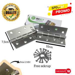 Engsel Bearing Pintu Engsel Tebal Silver Pintu Jendela 4 Inch Kuat Bagus Kokoh 4" Berkualitas Engsel Pintu Serbaguna