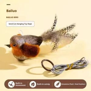 Rosy Recess Realistic Talking Bird Cat Toy with Catnip and Feathers Automatic Movement for Cats to Play and Self-Entertainment