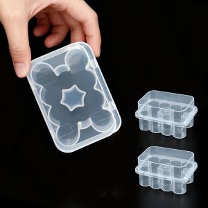 PURETEN 2/10/24-Slot Vial Storage Case Clear Plastic Freezer Tube Box 3/5/7/10mL Stackable Microtube Storage Box Refrigerator Organizer
