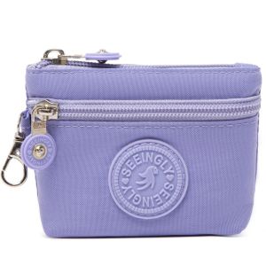 SIERWU Solid Color Women Wallet Nylon with Keychain Credit Card Holder  Waterproof Zipper Clutch Ladies