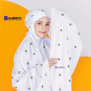 ALBESTH Mukena Dewasa Katun Bordir Premium Seribu Bunga Mukenah Jumbo Lembut Terbaru