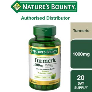 🔥[New Launch!] Nature’s Bounty Turmeric with Black Pepper 1000mg – 60 Caps | Herbal Antioxidants