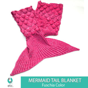 ETC Knitted Mermaid Tail Blanket 90cm x 180cm - color Fuschia FB-2001C