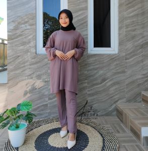 SYAFA Setelan Celana Knit Rib One Set ARISHA Daily Premium/Tunik Knit Rib Premium/Celana Knit Rib Premium/One set Remaja