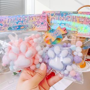 Cute Cat Paw Squeeze Toy Transparent Pearl Cute Claw Slow Rebound Stress Relief Gift Kids Toys