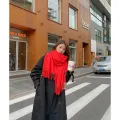 Syal Fashion Korea Wanita Pria Cashmere Immitation Scarf Wool Winter Autumn Musim Semi Dingin Motif Polos Bahan Tebal Nyaman Sejuk DIngin Untuk Unisex Ukuran panjang 200cm lebar 65cm. 