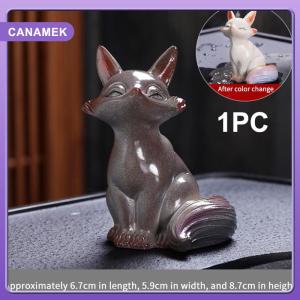 【CANAMEK】 Cute Fox Color-Changing Tea Pet Ornament Creative Tea Ceremony Accessories Home Desktop Small Fox Figurines Decoration