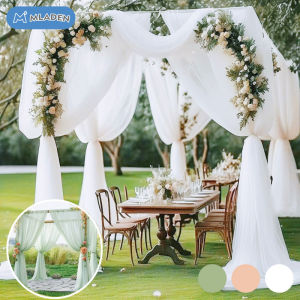 MLADEN Wedding Arch Decoration Crystal Sheer Organza Soft Fabric Backdrop Polyester Tulle Hang Cloth Party Decor 婚禮裝飾