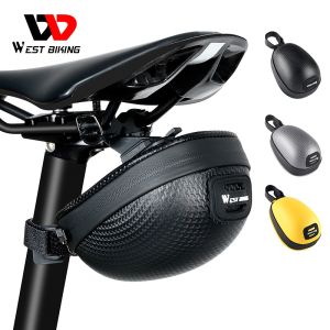 WEST BIKING Bicycle Bag Mini Portable Bike Saddle Bag Waterproof Hard Shell Cycling Bag Mountain Bike Folding Bike Seatpost Panniers