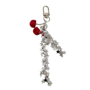 พวงกุญแจรูปดาวเชอร์รี่เสน่ห์อันเป็นเอกลักษณ์เครื่องประดับพู่กระเป๋าอเนกประสงค์ดีไซน์ทำมืออุปกรณ์เสริมโทรศัพท์