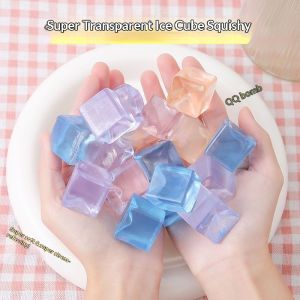 PaulWeekend Transparent Ice Cube Squishy Toy - Super Soft & Elastic Stress Relief Fidget Sensory Play for Adults and Teens