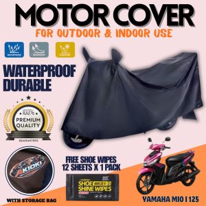 YAMAHA MIO I 125 Akioki Motor Cover Waterproof Makapal Tela (Black) Sun Protection with Storage Bag & Shoe wipes